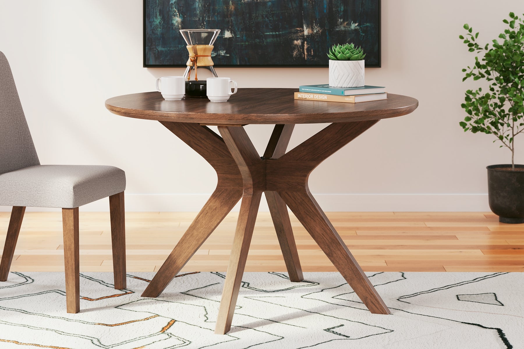 Ashley round 2025 wood dining table