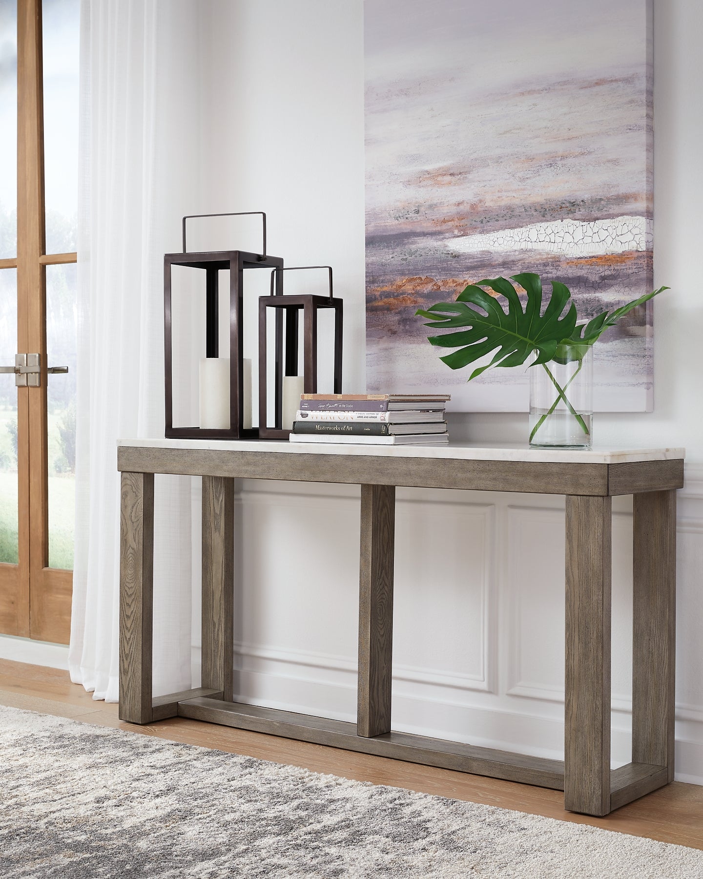 Ashley console table online with stools