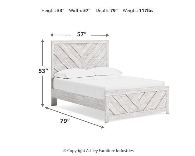 Cayboni Full Panel Bed with Mirrored Dresser