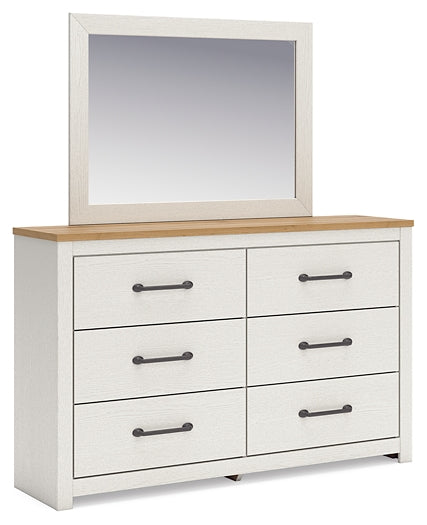 Linnocreek Twin Panel Bed with Storage with Mirrored Dresser and Chest