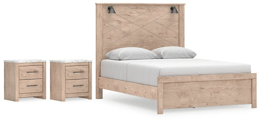 Senniberg Queen Panel Bed with 2 Nightstands