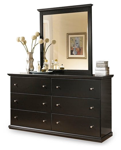 Maribel Twin Panel Headboard with Mirrored Dresser